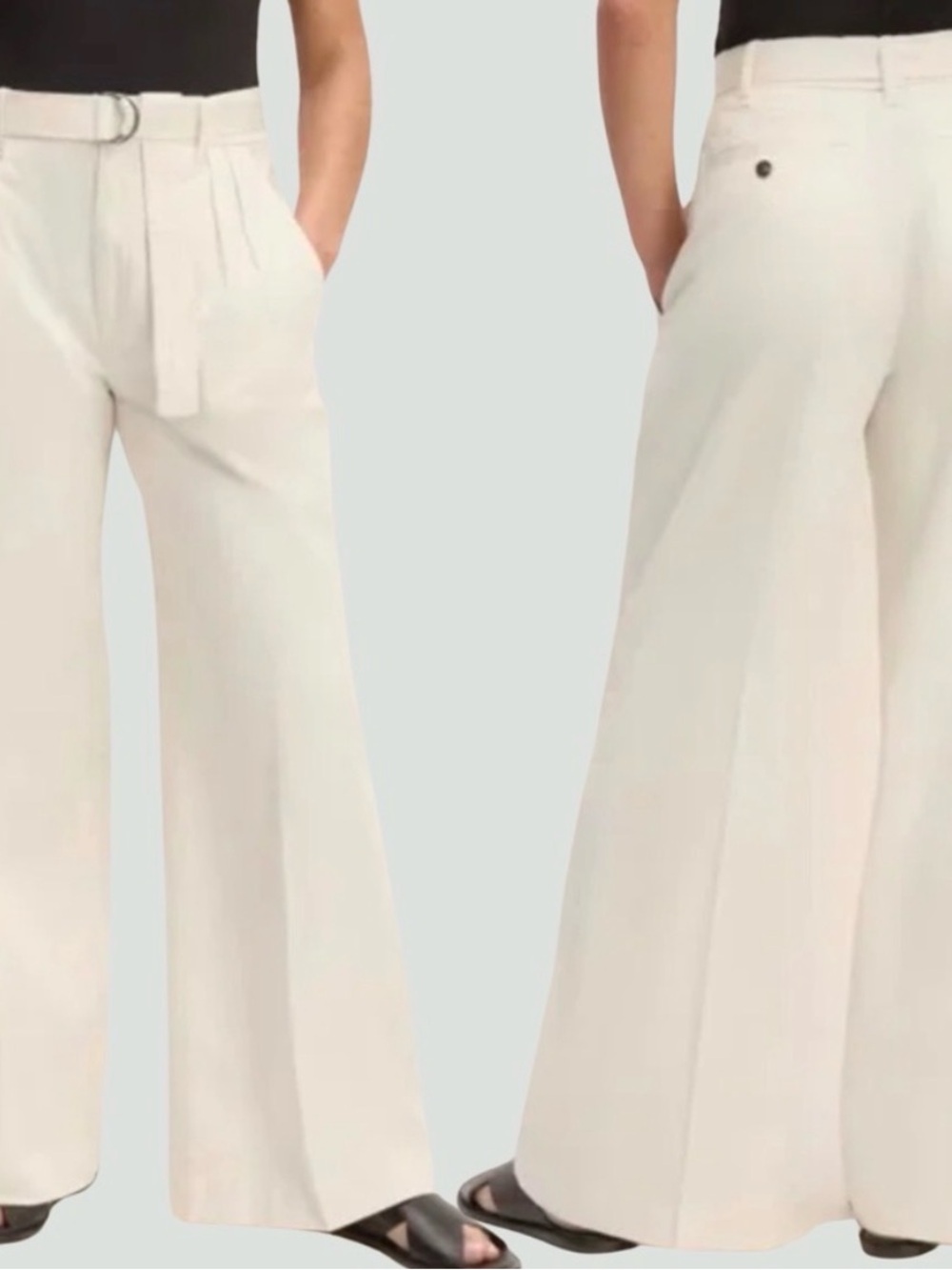 Everlane Cream Pleated Wide-Leg Chino
